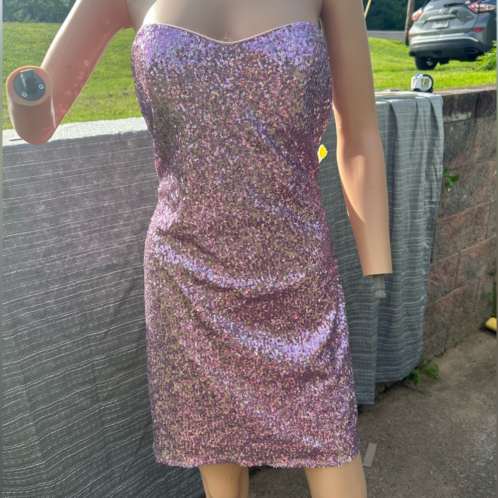 Strapless Pink Sequin Mini Dress